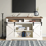 PHI VILLA Farmhouse Coffee Bar Cabinet - Sliding Barn Door Kitchen Sideboard Buffet Storage Cabinet PHI VILLA