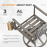 HAPPATIO 9-Piece Patio Table and Chairs Set for 8, Aluminum Outdoor Dining Set with Cushions, 8 Swivel Dining Chairs, 1 Large Rectangular Table with Umbrella Hole for Lawn, Porch, Backyard, Grey HAPPATIO