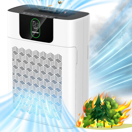 Air Purifiers for Home Large Room Up to 2500 ft², WESTHEY HEPA Filter Purifier for Smoke, Air Cleaner for Wildfire Smoke Ash Pollen Pets Hair Odor, 2 PCS Filters for Bedroom, Applicable to California WESTHEY
