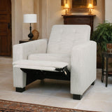 Christopher Knight Home Salemt Push Back Recliner Chair, Upholstered Living Room Armchair, Easy Assembly Soft Single Sofa Accent Chair for Living Room Office Bedroom, Tufted Waffle Stitch, Beige Christopher Knight Home