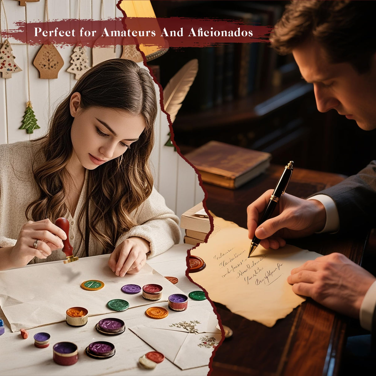 TRINIDa Wax Seal Kit, Premium Wax Seal Stamp Kit with 24 Colors 624 Pcs Beads, Metallic Pens, Warmer, Spoon and Tea Candles for Wedding Invitation, Letter Envelope, Gift Cards & DIY Crafts TRINIDa