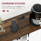 HOMCOM TV Stand Cabinet for TVs up to 65 Inch, Entertainment Center with Charging Station, 59" Farmhouse Media TV Console Table with Sliding Barn Doors, Adjustable Shelves, White HOMCOM