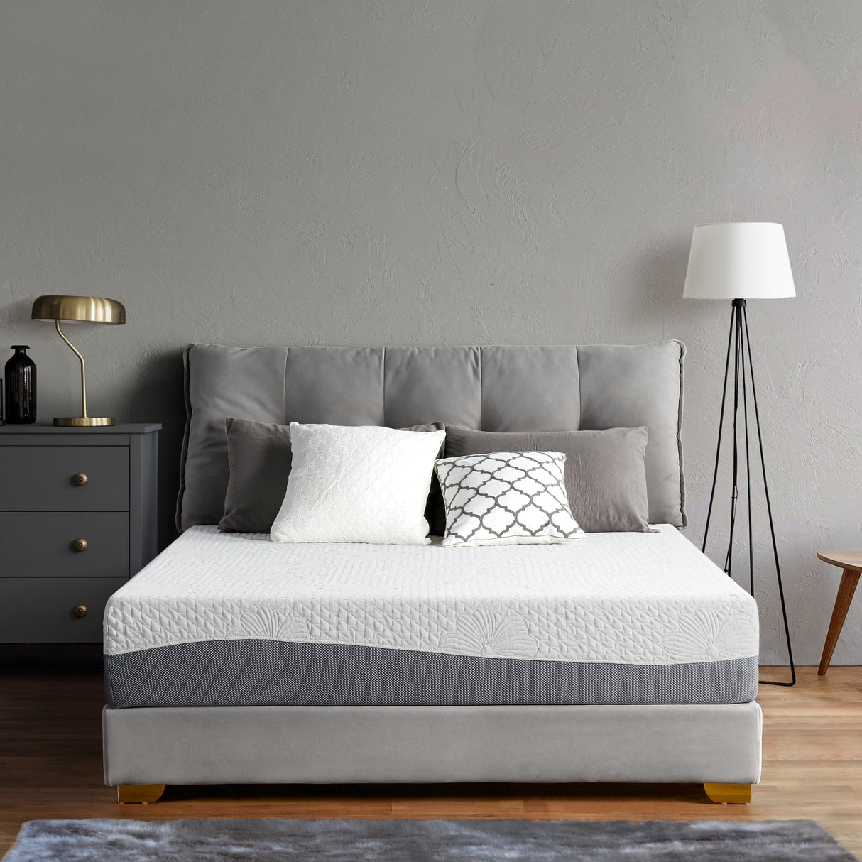 Olee Sleep Full Mattress, 10 Inch Gel Memory Foam Mattress, Gel Infused for Comfort and Pressure Relief, CertiPUR-US Certified, Bed-in-a-Box, Medium Firm, Grey, Full Size Olee Sleep