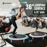 Stamina 36 Inch Durable Rugged Steel Frame Folding Trampoline with MUUV Coaching Audio App and 250 Pound Weight Capacity, Gray Stamina