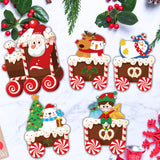 Christmas Train Decorations Yard Signs with LED Lights - Christmas Tree Santa Elf Snowman Train Set Lawn Signs with Stakes for Holiday Xmas Lawn Garden Yard Decorations Outdoor, 5 Pack OuMuaMua