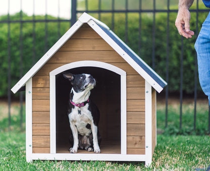 Zylina Country Lodge Wood Dog House with Asphalt Roof, 40" x 33" x 35"