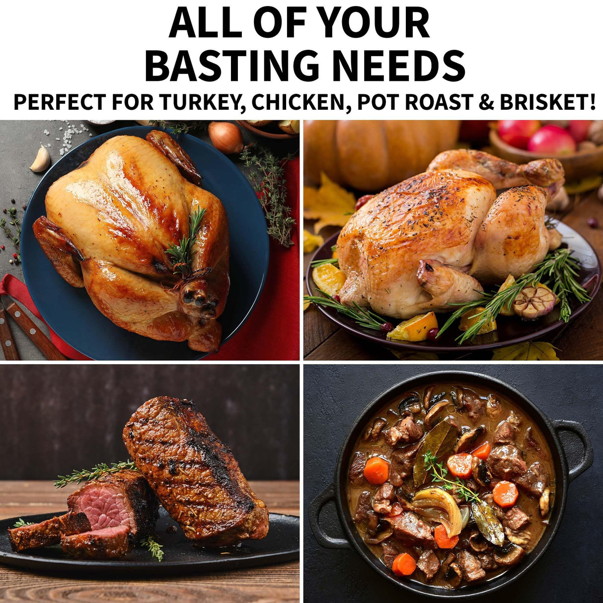 Zulay Kitchen Stainless Steel Turkey Baster for Cooking - Food Grade Metal Turkey Baster Syringe & Silicone Suction Bulb - Turkey Baster Large Size - Includes 2 Detachable Needles and Cleaning Brush Zulay Kitchen