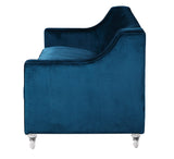 Iconic Home Dylan Velvet Modern Contemporary Button Tufted with Silver Nailhead Trim Round Acrylic Feet Sofa Iconic Home