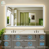 YEELAIT 72x40 Inch LED Bathroom Mirror with Lights (Front Lit and Backlit) Black Framed Lighted Vanity Mirror for Bathroom Wall Dimmable Anti-Fog Memory Tempered Glass Horizontal/Vertical YEELAIT