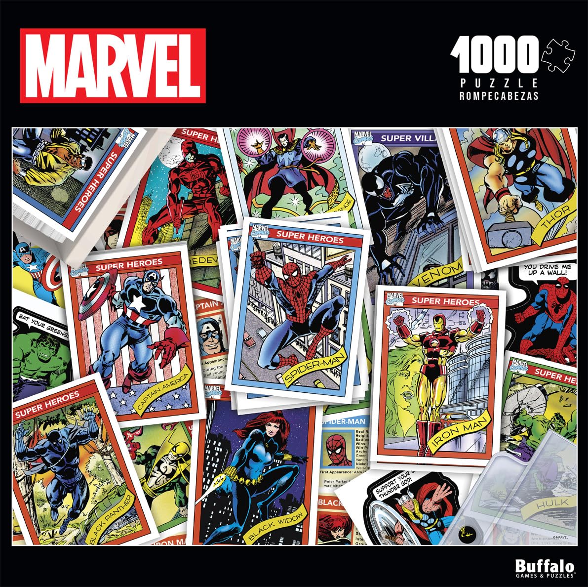 Buffalo Games - Marvel -Trading Cards - 1000 Piece Jigsaw Puzzle for Adults -Challenging Puzzle Perfect for Game Nights - Finished Size is 26.75 x 19.75 Buffalo Games