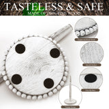 Farmhouse Paper Towel Holder Washed Beaded Paper Towel Stand Wood Paper Hanger Rack Standing Towel Roll Stand Organizer Paper Roll Holder Roll Dispenser for Kitchen Bathroom Countertop Cabinet, White Yoande