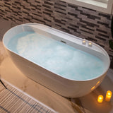 WOODBRIDGE 72" Acrylic Freestanding Bathtub Contemporary Soaking White Tub with Brushed Nickel Overflow and Drain,B0059-BN WOODBRIDGE