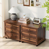 Joaxswe 24" Wide Farmhouse Night Stand Set of 2,Large End Table with 3 Drawers & Metal Handle,Wood Dresser for Bedroom,Bed Side Table Chest of Drawers Cabinet,Brown Nightstand for Living Room,Closet Joaxswe