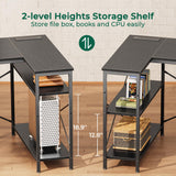 Huuger L Shaped Desk with Power Outlets, Computer Desk with 3 Drawers, 47 Inch Office Desk with Shelves, Gaming Desk, Corner Desk Work Desk for Home Office, Study, Black Huuger