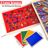 Puzzle Board with Drawers and Cover Rotatable 360-Degree Wheels 1000 Pieces Lightweight Portable Wooden Puzzle Table for Adults Kids 30'' x 22'' PETAZA