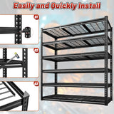 REIBII 48" W Garage Shelving 3600LBS Heavy Duty Storage Shelves, Adjustable 6 Tier Metal Shelves for Storage Rack Industrial Shelving, Garage Storage Shelf Unit, 48" W x 24" D x 78" H REIBII