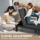 Devoko Outdoor Chaise Lounge Chair Set of 2 for Outside Pool Patio, Adjustable Waterproof Easy Assembly Chaise Lounge Outdoor (Black) Devoko