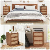 AVZEAR Mid Century Night Stand Set of 2, Modern Nightstand with 3 Drawers and Nature Linen Panel, Wood Bedside Table Rustic End Table for Small Space, Dorm, Bedroom(Walnut) AVZEAR