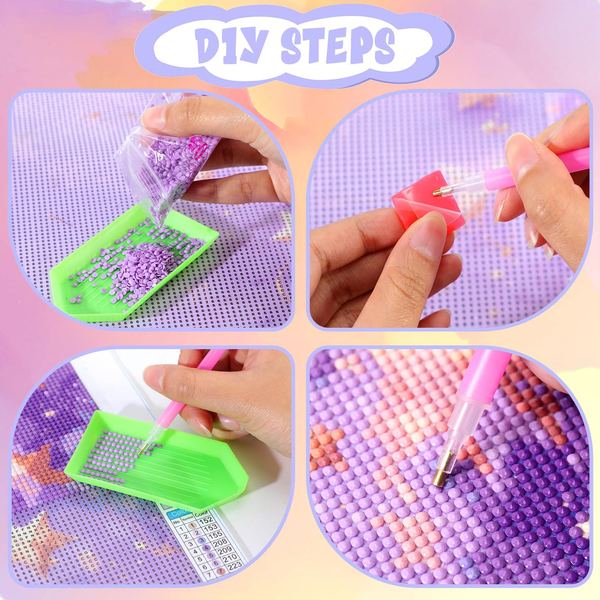 HMDIIMGE Diamond Painting Full Round Diamond Covered Diamond Painting Crystal Flower Fairy World Paintings, Holiday Gifts Shop Decor Club Decor 12x16 Inch HMDIIMGE