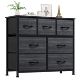 YITAHOME 7 Drawer Fabric Dresser, Furniture Storage Tower Cabinet, Organizer for Bedroom, Living Room, Hallway, Closet, Sturdy Steel Frame, Wooden Top, Easy-to-Pull Fabric Bins YITAHOME