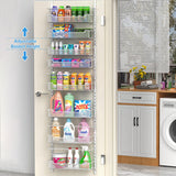VyGrow Over the Door Pantry Organizer, 8-Tier Over the Door Organizer with Adjustable Basket, Pantry Door Organization for Pantry Kitchen Storage Room Spice Rack, White VyGrow