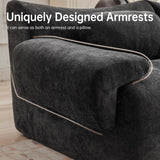 MAXMXX 117”L Shaped Modern Sofa Modular Sectional Cloud Couch with Ottoman,Oversized Boneless Sofa,3+1 Seater Chenille Deep-Seat Sofa with 3 Pillows,Suitable for Living Room or Bedroom (Black) MAXMXX