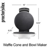 Proctor Silex Waffle Cone and Ice Cream Bowl Maker with Browning Control, Shaper Roller and Cup Press, 7.5” Nonstick Plates, White (26410) Proctor Silex