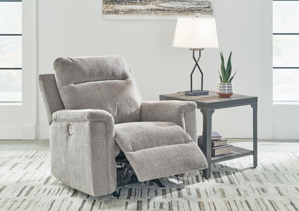 Signature Design by Ashley Barnsana Casual Power Recliner with Rocking Motion and USB Port, Light Gray Signature Design by Ashley
