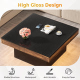 VANOMi 35-inch Square Coffee Table with LED Light, Modern LED Centre Table with Storage, Wood Coffee Table for Living Room,Large Cocktail Table for Living Room VANOMi