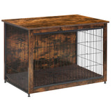DWANTON Dog Crate Furniture with Cushion, Wooden Dog Crate Table, Double Doors Dog Furniture, Indoor Dog Kennel, Dog House, Dog Cage Large, 38.5" L, Rustic Brown Dwanton
