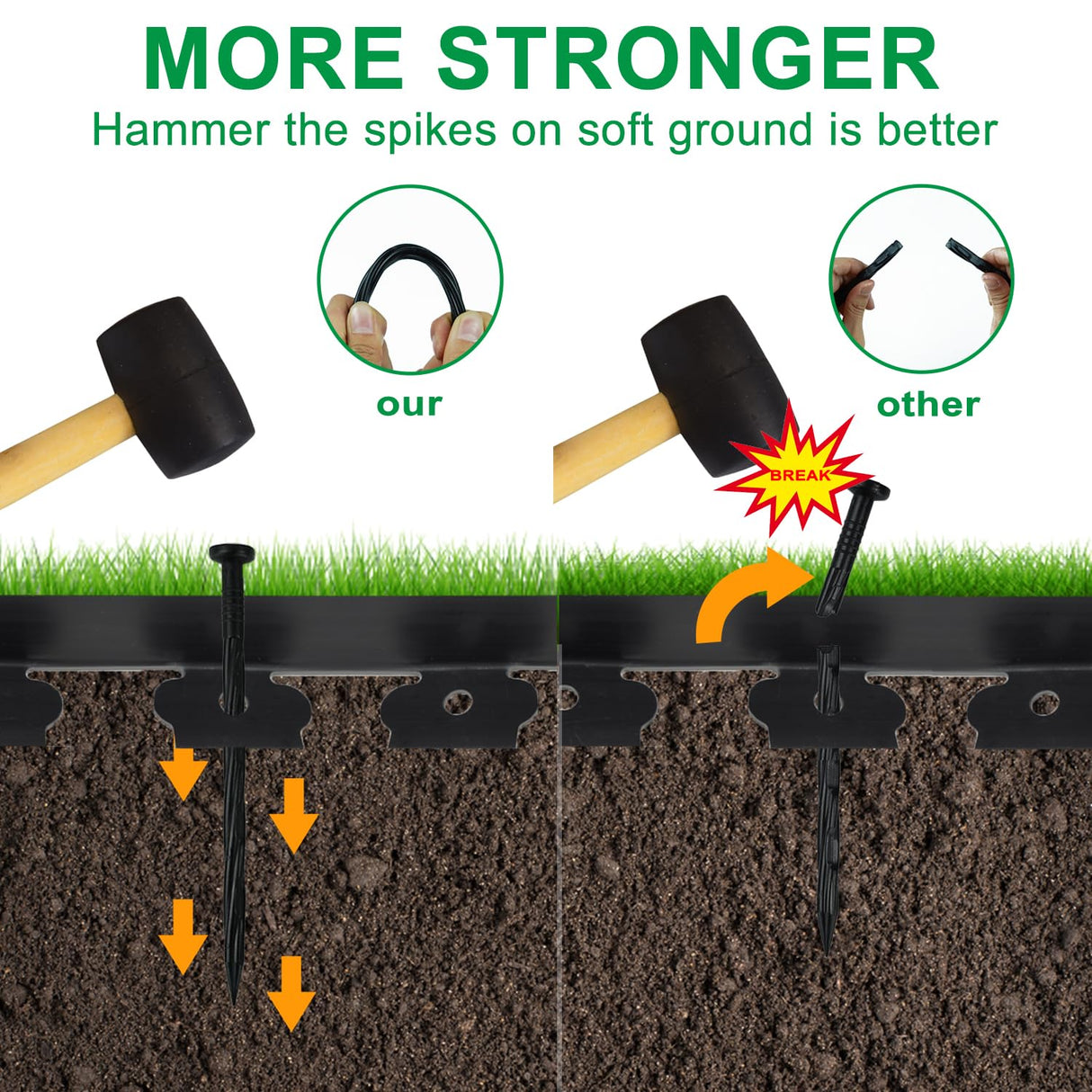 Hugeleaf Landscape Edging 2 Inch Tall, 40 Feet Garden Edging Border with 40 Pcs Stakes, No Dig Landscape Edging Plastic Paver Edging for Landscaping, Lawn, Flower Beds(Black) H HUGELEAF