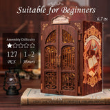 CUTEBEE DIY Book Nook Kit for Adults and Teens, DIY Wooden Miniature Tiny House Dollhouse Kit Bookshelf Booknook Bookcase Model Build Gift Kit Decor Alley with LED Light CUTEBEE