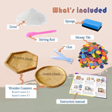 Nuyoach Mosaic Tiles Crafts Kits for Kids Adults,2 Sets DIY Glass Mosaic Craft with Wooden Coaster Making Materials Package for Women Seniors,Ceramic Mosaic Art Bulk Gifts for Home Decor Summer Party Nuyoach