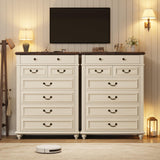 Jocoevol Farmhouse Dresser for Bedroom 7 Drawer Dresser with Deep Drawers, Tall White Big Large Wooden Chest of Drawers for Living Room, Hallway, Entryway (White, 7 Drawer) Jocoevol