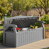 Homall 75 Gallon Outdoor Storage Benches Lockable Deck Box with Waterproof and UV Resistant, Waterproof Storage Box for Patio Furniture, Tools, Cushions (Grey) Homall