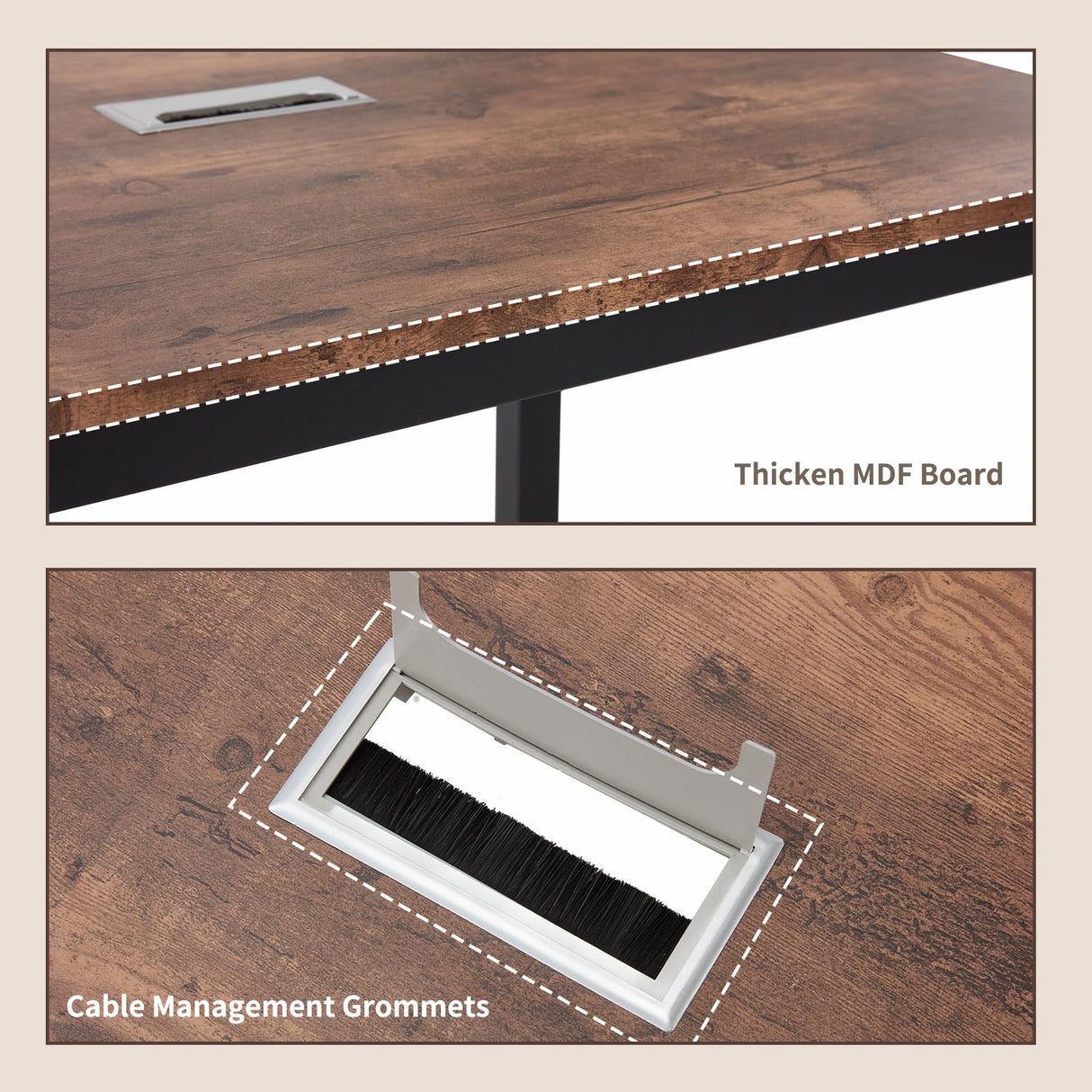 ECOTOUGE 6.5FT Conference Table, 78.7 inch Rectangle Meeting Seminar Table for 6-8 People, Modern Industrial Computer Desk with Spacious Desktop Business Tables for Home Office(Only Table) (Brown) ECOTOUGE