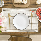 Artoid Mode Beige Farmhouse Woven Rustic Hollow Placemats Set of 4,12x18 Inch Seasonal Holiday Table Mats Party Kitchen Dining Decoration Artoid Mode