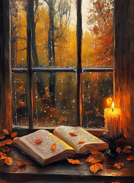 DAZZLEDOTS Fall Diamond Art Kits for Adults,Autumn 5D Diamond Painting Kits for Beginners,DIY Round Full Drill Diamond Dots Vintage Book Gem Art Paint by Diamonds Crafts Home Decor 12 X 16inch DAZZLEDOTS