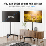 Mobile TV Cart Stand with Wheels for 23-60 Inch LCD LED Flat Curved Screen Outdoor Rolling TV Mount with Height Adjustable Portable Floor Stand Holds up to 88lbs Monitor TV Holder Max VESA 400x400mm AX WABER