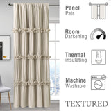 Homechoice Decor Thermal Insulated Blackout Window Curtains, 52" W x 96" L x 2 Panels, Boho Ruched Window Treatments with 3 Rows of Butterfly Flowers, Rustic Rod Pocket Drapes for Room, Camel (LQ-30) Homechoice Decor