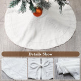 Mini White Tree Skirt,21 Inches Knitted Christmas Tree Skirt,Christmas Tree Decorations, Farmhouse Christmas Decor Xmas Holiday Home Party Decorations TWSANTAMAS