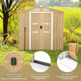 Goplus 6' x 4' Woodgrain Outdoor Storage Shed, Galvanized Metal Tool House Organizer w/ 4 Vents, Lockable Doors, Waterproof Garden Sheds & Outdoor Storage for Backyard, Lawn, Patio, Natural Goplus