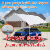 Strong Camel Carport Conopy Cover 10'x20' Replacement for Car Tent Outdoor Top Garage Shelter with Ball Bungees,Without Edge,White(Only Cover, Frame Strong Camel