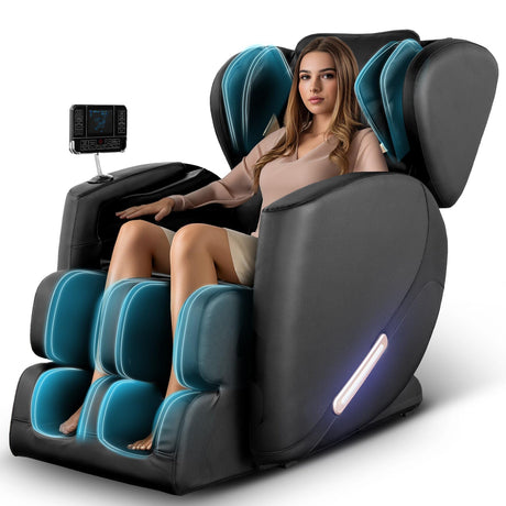 BILITOK Full Body Massage Chair with Zero Gravity, Massage Chair Recliner with Heating, Airbags, Bluetooth Speaker, Foot Roller, Touch Screen BILITOK
