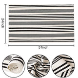 Black and White Striped Outdoor Rug 24'' x 51''Farmhouse Front Porch Mat Hand-Woven Machine Washable Layered Door Mats for Entryway/Bedroom BUAGETUP