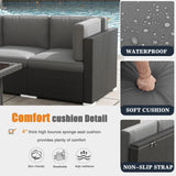 KHOLH Patio Furniture Set with Fire Pit Table, 9 Pieces Outdoor All-Weather Wicker Conversation Sectional Chair Sofa Set with 2 Swivel Chairs KHOLH