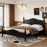 Harper & Bright Designs Retro Style Queen Size Platform Bed Frame with Sturdy Headboard in Black Harper & Bright Designs