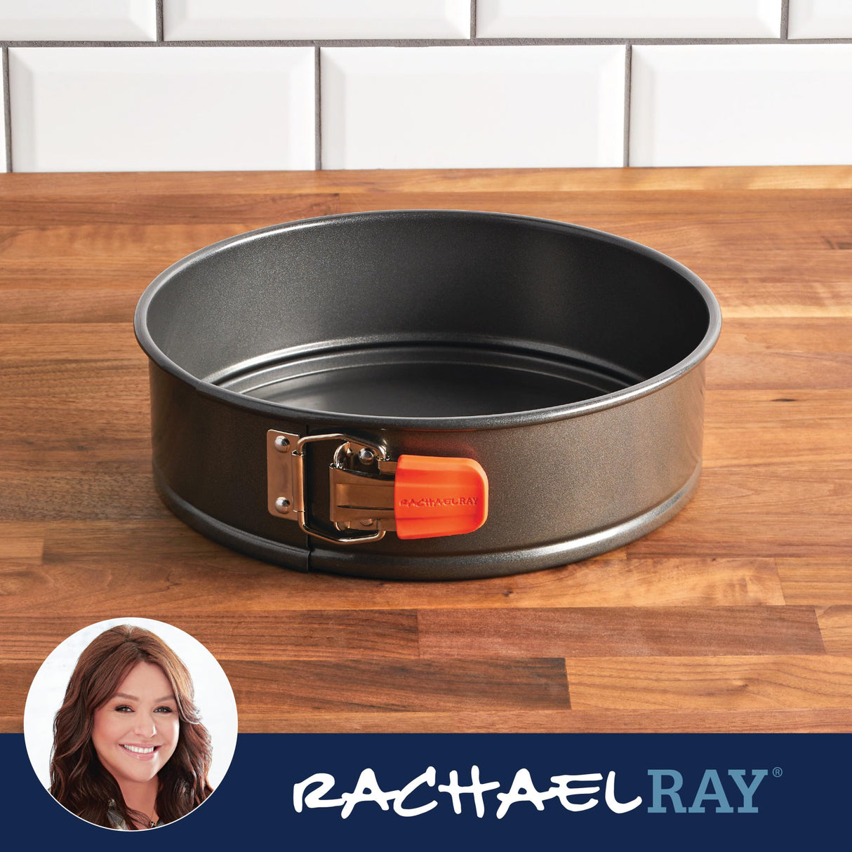 Rachael Ray Oven Lovin' Nonstick Bakeware Springform Baking Pan/ Springform Cake Pan / Cheesecake Pan With Grips, Round - 9 Inch, Gray Rachael Ray