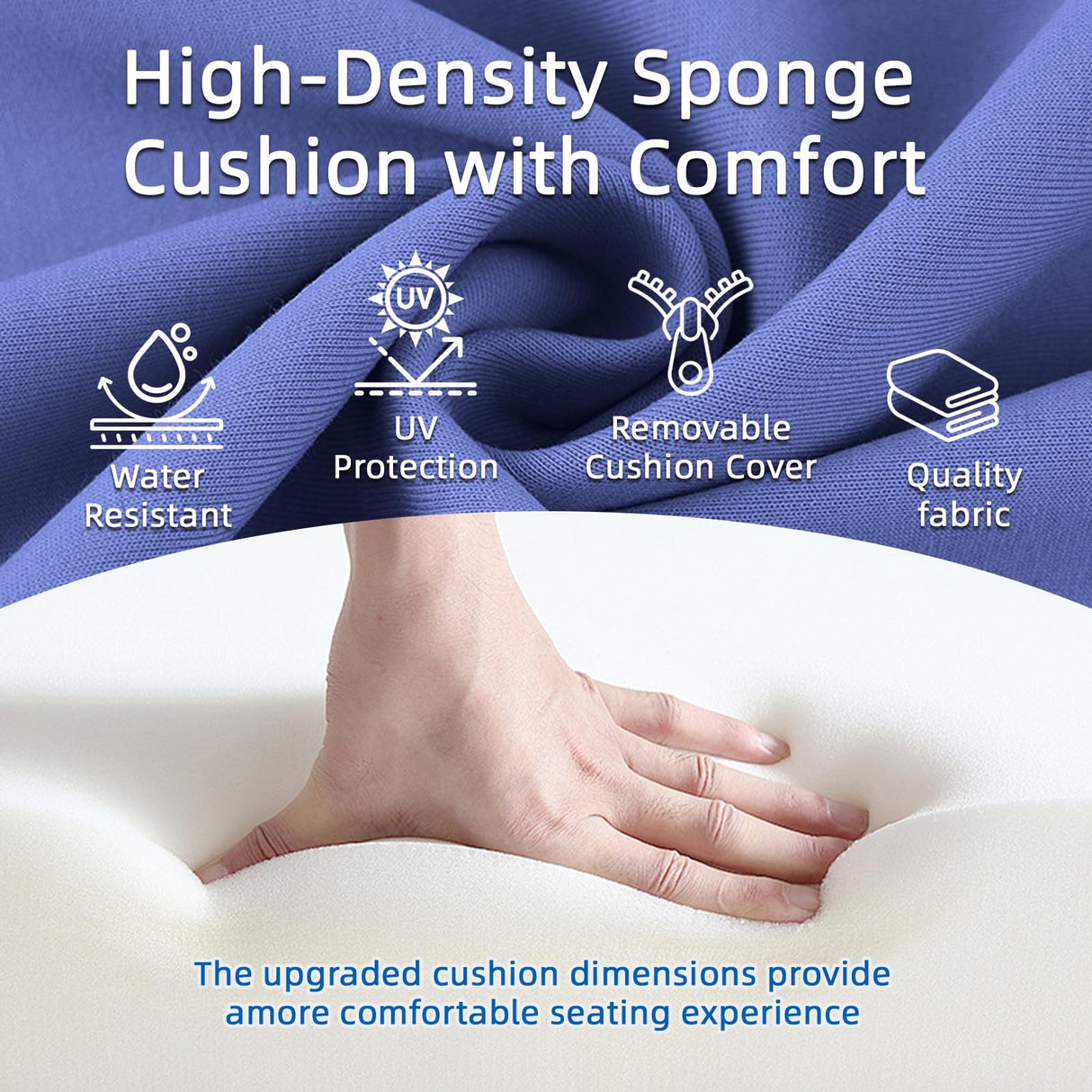 Xmkmvk 5 Piece Patio Furniture Set with 50000 BTU Propane Fire Pit Table, All-Weather Outdoor Conversation Set with 2 Swivel Chairs, Sofa and Thick Cushions for Garden, Porch, Lawn, Blue Xmkmvk