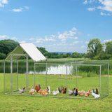 Chicken Coop, Large Metal Chicken Run, Outdoor Chicken Pen with Waterproof and Anti-UV Cover, Walk-in Chicken House with Lockable Door, for Yard, Farm Use, 10' W x 3.3' D x 5' H HarmonyHealth